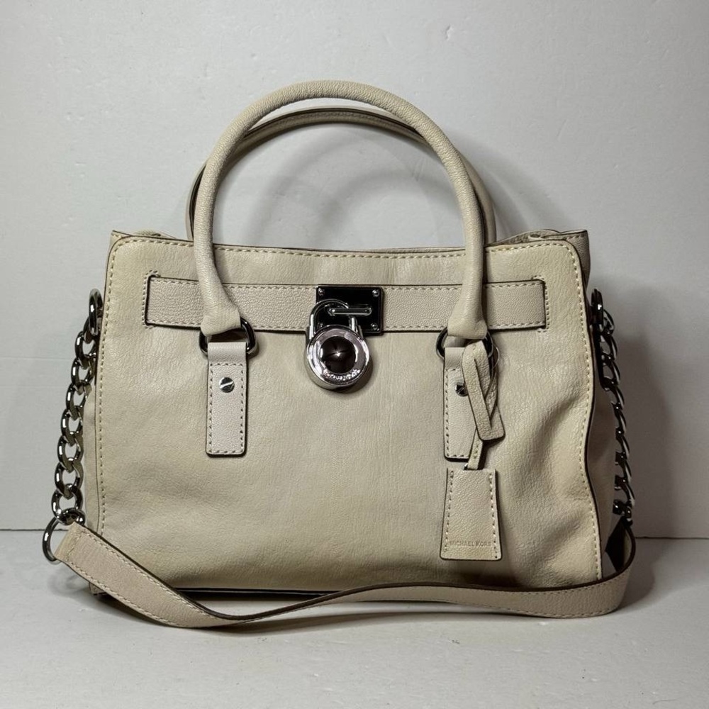 Michael Kors Hamilton Satchel Shoulder Bag Ivory